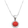 Damiano Argenti Collana in Argento 925 con Ciondolo Tondo con Corallo Rosso e Zirconia Bianca Argento