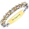 OTXIXTO Bracciali ID Personalizzato per Uomo/Donna Bracciale Maglie in Acciaio Inossidabile con Nome/Data Bracciale Personalizzato con Targhetta in Oro con 20.3cm Catena Bizantina in Argento & Oro