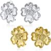 Bling Jewelry Set di due petali a forma di cuore orecchini a clip con zirconi cubici CZ per donne senza fori alle orecchie in ottone placcato argento opaco oro.