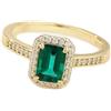 WORLD WIDE GEMS Anello Half Eternity in argento sterling 925 con pietra smeraldo naturale color verde e trasparente | placcato oro, fascia con diamante a forma di alone | WW_DHR_0109