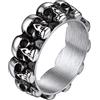 Bandmax Anello con Teschi in Acciaio Inossidabile, Argento, Taglia 09 - Gioielli per Uomo, Regalo di Halloween e Natale per Punk, Rapper, Rock