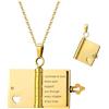 ZqlDDayUP Collana con messaggio segreto personalizzato Collana con ciondolo a forma di libro personalizzato Ciondolo a forma di libro apribile a più strati con 6 pagine di informazioni incise