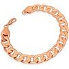 Silver Palace Bracciale classico a catena cubana in rame oro rosa, gioiello da uomo, misura 22,9 cm