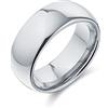 Bling Jewelry Anello di nozze in titanio a cupola larga semplice per coppie per uomo e donna, tono argento lucido, vestibilità comoda 8MM