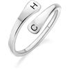 INBLUE Anello Personalizzato in Argento 925 a Spirale per Donna Incisione Nome/Data con Pietre di Nascita Fascia Aperta Regolabile Anello Promessa Regalo per Matrimonio Fidanzamento
