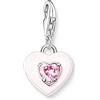THOMAS SABO Ciondolo a forma di cuore con pietra rosa in argento Sterling 925 di alta qualità con cuore tridimensionale, dimensioni: 22 x 11 mm, 1915-041-9, misura unica, Argento sterling, Zirconia