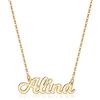 Ursteel Collana con nome personalizzato su misura, collana con nome personalizzato placcata in oro 14K, collana con placca del nome delicata, gioielli con nome personalizzato, regali personalizzati
