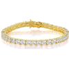 Gemsme Braccialetto tennis classico placcato in oro giallo 18 K con zirconia cubica rotonda 4.0, per uomini e donne, misura 15,5-22,9 cm, 6 inch, Ottone, Zirconia cubica