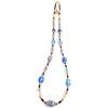 VENEZIA CLASSICA - Collana da Donna lunga 85cm con perle in Vetro di Murano Originale, Collezione Diana, blu con foglia in oro 24kt, Made in Italy certificato