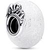 PANDORA Ciondolo Moments Mum in argento 9 con bicroico e vetro di Murano bianco