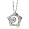 bicup Collana Uomo Donna Gioielli Ciondolo Pendente Necklace Stella Luna Collana Catena Moda Compleanno Ragazze Amante Regali Silverwhite