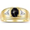 Rylos Anello da uomo classico ovale nero con zaffiro e diamanti incastonati in argento placcato oro giallo e Oro giallo, 27,5, cod. SL-MR2864BSY-12-FBA2