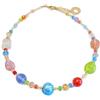 VENEZIA CLASSICA - Collana da Donna girocollo con perle in Vetro di Murano Originale, Collezione Ginger, perle multicolore con foglia in argento e oro 24kt, Made in Italy certificato