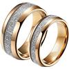 Homxi Anelli Fidanzamento Incisione,Anelli Tungsteno 6/8MM Oro Rosa Anello con Rotondo Anelli Coppia Promessa Donna 12(52mm) + Uomo 14(54mm)