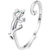 ZUOHUI Anello aperto regolabile in argento sterling con geco e zirconi for donna, fascia impilabile for uso quotidiano, matrimoni, anniversari