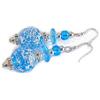 VENEZIA CLASSICA - Orecchini da Donna con perle in Vetro di Murano Originale, Collezione Diana, con foglia in argento, Made in Italy certificato (azzurro)