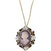 Qcbuegof - Collana con ciondolo ovale in cammeo con strass di cristallo, gioiello vintage fatto a mano, accessorio elegante per outfit, ciondolo decorato con cristalli multistrato, Misura unica