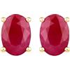 LKBEADS Orecchini a bottone con rubino naturale di rara qualità in argento sterling 925 placcato oro | orecchini a bottone ovali, stile minimalista per donna | LK_VSTD_0437