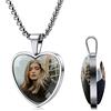 INBLUE Collane Personalizzate per Donna/Uomo, Collane con Foto con Ciondoli a Cuore e Coperchio in Vetro, Catena in Acciaio Inossidabile Color Argento/Nero, per Regali di San Valentino