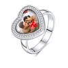 Annmors Anello da donna in argento 925 Anello a cuore personalizzato con zircone 5A Anelli fotografici di design fai da te Gioielli regalo per amici di famiglia(8)