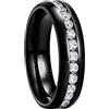 Ayoiow Fedi Nuziali Titanio, Eternity con Zirconi Cubici Bianchi Anelli Titanium Acciaio Al Titanio, Nero 22