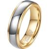 OAKKY Uomo Acciaio al Tungsteno 6MM Matrimonio a Cupola Piana con Superficie Bombata Bilaterale Alla Moda Anello in Stile Europeo e Americano Oro Taglia 25
