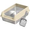 Generic Scatola per gatti in acciaio inossidabile, circa 40 x 30 x 16 cm, WC a prova di spruzzi con, antiaderente per animali domestici, grande, medio, adatto per interni, casa, giardino