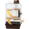 INOOMP Gabbia Per Criceti a 3 Strati in Plastica Resistente, Villa Per Piccoli Animali Da 23x17x45 Cm, Ruota e Borraccia Anti-perdite, Casa Per Cincillà e Roditori Domestici
