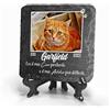 TULLUN Targa commemorativa in Pietra Ardesia Quadrata Personalizzata Grigio Scuro per Animali Domestici + Supporto - Dimensioni 10x10 cm - Foto Grande