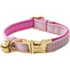Generico Collare di gatto in velluto artificiale morbido personalizzato,Collare del gatto inciso laser del bottone del metallo, circonferenza del collo 16-32 cm(Lilla Viola)