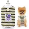 SMALLLEE_LUCKY_STORE Camicia per cani a righe in rete fresca per cani di taglia extra piccola maglietta elastica per cuccioli maglietta con toppa e anello a D gilet leggero senza maniche estate