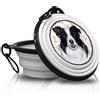 power gift Ciotola per cibo e acqua. Ciotola pieghevole e portatile con moschettone, ideale per viaggi ed escursioni. Una ciotola da viaggio pratica e unica per cani. (Border Collie)