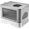 LANTUS Litter Box per Gatti | Grande Casa da Toilette per Gatti Pieghevole con Coperchio | Vaschetta a Cassetto | Facile da Pulire, Grande Capacità | Portatile - 48,5 x 36,5 x 38 cm (Grigio)