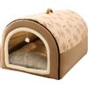 GZGLZDQ Cuccia Igloo Cane con Cuscino Removibile, Cuccia Cane Chiusa 2 in 1 Calda e Accogliente, Casetta per Cani da Interno Antiscivolo in Peluche e Cotone PP per Gatti Cani Conigli(Brown,60 X 45 X 40 cm)