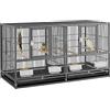Yaheetech Gabbia Uccelli Metallo Divisorio 95,5 × 45,5 × 52,5 cm Nera
