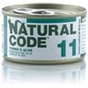 Generico Natural Code Umido Gatto Adult gusto TONNO e ALOE, Numero 11, alimento completo in SFILACCETTI per gatti adulti di tutte le taglie, altamente digeribile | 12 scatolette da 85 grammi l'una.