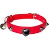 Fupo Collare per gatti con spuntoni con campana e cintura di sicurezza, collare per gattino in pelle rossa con strass a forma di cuore, collo regolabile da 19,1 cm a 25,4 cm, per gattine (rosso)