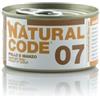 Generico Natural Code Umido Gatto Adult gusto POLLO e MANZO, Numero 07, alimento completo in SFILACCETTI per gatti adulti di tutte le taglie, altamente digeribile | 12 scatolette da 85 grammi l'una.