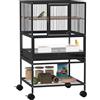 PawHut Gabbia per Uccelli Voliera con Rotelle e Vassoio 48x46x83 cm Nero