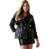 GUESS Marika - Giacca corta da donna in finta pelle, Nero corvino, XS
