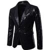 Homebaby Uomo Blazer Classic Brillantini con Paillettes Glitterati Giacca da Abito Elegante Fiesta Maniche Lunghe Colletto Cappotto fashion Formale Casual Lavoro Pulsante Completo (M, Nero)