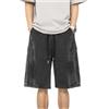 KIHFSODN Jeans larghi a gamba larga, a vita media, elasticizzati da uomo modello Jorts, pantaloni Y2K(Black,M)