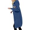 Cocila Cappotto Con Cerniera Da Donna Lungo Cappuccio Coulisse Cerniera E Giacca Felpe Rossa (Blue M)