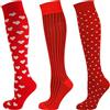 Mysocks 3 Coppie Calze da donna con fiore alto al ginocchio Nero rosso rosa