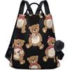 RPLIFE Cute Teddy Bears - Borsa da viaggio con cerniera posteriore antifurto, da donna, colore: Nero