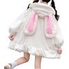 Vensivy Kawaii Felpa con cappuccio orecchie da coniglio carino soffice coniglio felpa ragazza carino anime maniche lunghe giacca, Nero , L