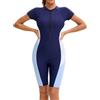Hansber Costume Bagno Sportivo Donna Un Pezzo con Gambo Moda Bagno Blocchi Colore Patchwork Abbigliamento Che Modella La Figura Costume Nuoto Sport Acquatici E Blu Navy Azzurro 3XL
