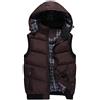 GUOCU Uomo Inverno Moda Senza Maniche Smanicato Con Cappuccio Gilet Giù Giubbotti Cerniera Giacche Di Grandi Dimensioni Giacca Smanicato Marrone S
