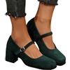 Hsternexy Scarpe da donna nere con punta chiusa, punta e tacco basso a blocco, alla caviglia, scarpe da sposa, eleganti Dirndl, B09 verde scuro, 36 EU