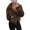 ORANDESIGNE Giacca Donna Elegant Corta Giubbotto Pelliccia Interna Cappotto in Pile con Cappuccio Corto Teddy Bear Casuale Jacket Outwear Coat con Tasca C Marrone Chiaro XXL